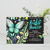セージお洒落グリーンバタフライベビーシャワー 招待状 (スタンド正面)