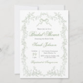 セージお洒落グリーンブライダルシャワー 招待状 (正面)