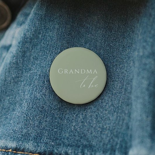 セージお洒落グリーンベイビーシャワーおばあちゃんになる 缶バッジ