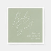 セージお洒落グリーンベビーガール赤ちゃんシャワー スタンダードカクテルナプキン (正面)