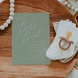 セージお洒落グリーンベビーブランチ招待状 招待状