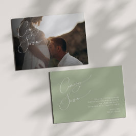 セージお洒落グリーン妊娠 案内状