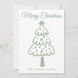 セージお洒落グリーン手描きクリスマスツリー シーズンカード