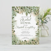 セージお洒落グリーン金ゴールドグリーンリーブライダルシャワー 招待状 (スタンド正面)
