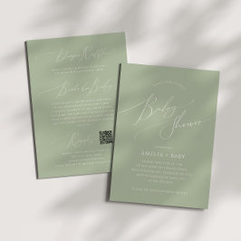 セージお洒落グリーン | 1つの赤ん坊シャワーで 招待状