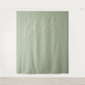 セージお洒落グリーンOhベビー背景 タペストリー (正面)