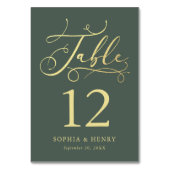 セージお洒落金ゴールド書道表番号 テーブルナンバー (裏面)