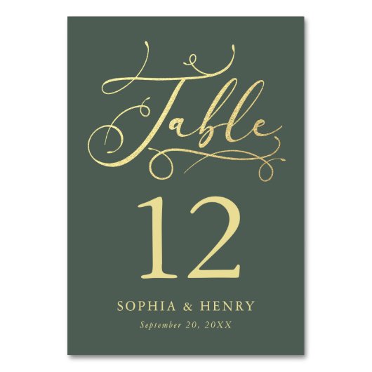 セージお洒落金ゴールド書道表番号 テーブルナンバー (正面)