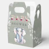 セージかわいい象ユーカリピンクの赤ちゃんシャワー フェイバーボックス (オープン)