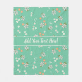 セージかわいらしグリーンオレンジピンク花柄 フリースブランケット (正面)