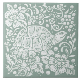 セージかわいらしグリーンタートルフォレストカタツムリの森 タイル