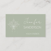 セージかわいらしグリーンボホフローラロータスヨガ 名刺 (正面)