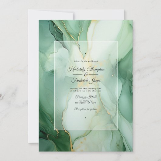 セージとアイボリーイ結婚ンク 招待状 (正面)