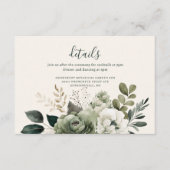 セージとアイボリーエレガントフローラグ結婚レリー エンクロージャーカード (正面)
