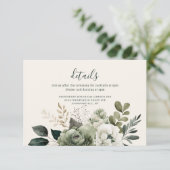 セージとアイボリーエレガントフローラグ結婚レリー エンクロージャーカード (スタンド正面)
