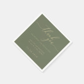 セージとゴールドのフォーマルミニマルデコウェディング スタンダードカクテルナプキン (角)