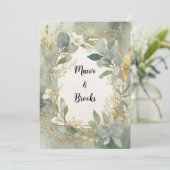 セージとゴールドの水彩招待状 招待状 (スタンド正面)