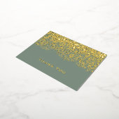 セージとゴールド結婚フォイルのサンキューカード 箔シーズンポストカード (回転した状態)