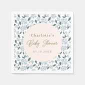 セージとダスティブルーベイビーフローラシャワーカスタム スタンダードカクテルナプキン (正面)