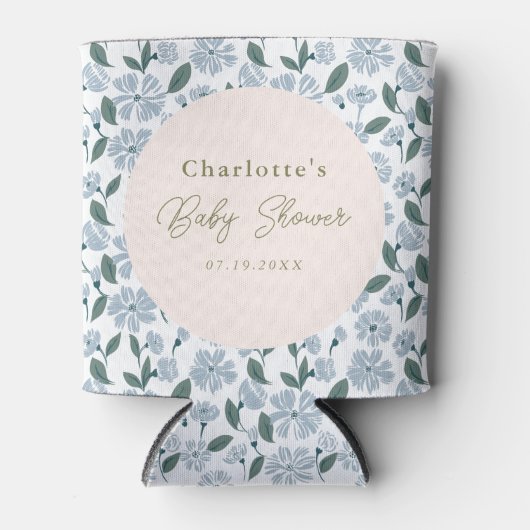 セージとダスティブルーベイビーフローラシャワーカスタム 缶クーラー (正面)