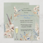 セージとダスティーブルーブルフローラブランチ&バブリー 招待状 (正面/裏面)
