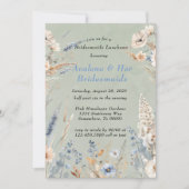 セージとダスティーブルーブルフローラブリデスメイドランチョン 招待状 (正面)