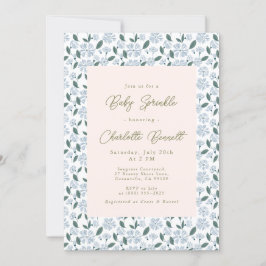 セージとダスティーブルー開花フローラベビー散布 招待状