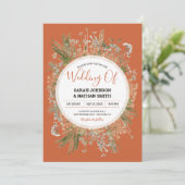 セージとテラコッタ素朴ドライフラワー結婚ズ 招待状 (スタンド正面)