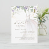 セージとパープルグリーンワイルドフラワーブライダルシャワー 招待状 (スタンド正面)
