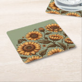 セージとヒマワリ スクエアペーパーコースター (アングル)