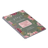 セージとピンクの花の祈りの言葉ジャーナルのノート ノートブック (右側)