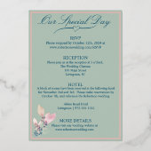 セージとピンク結婚フローラ 箔招待状 (裏面)