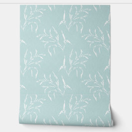 セージとホワイトボタニカルパターン 壁紙