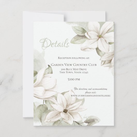 セージとホワイトマグノリア結婚スの詳細 招待状 (正面)