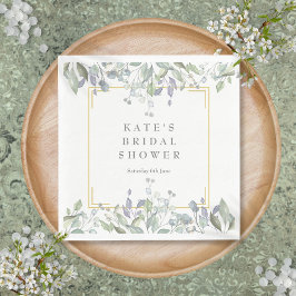 セージとライラックの水彩花イラストのブライダルシャワー スタンダードランチョンナプキン