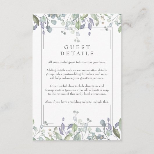 セージとライラックの花のゲスト情報詳細 エンクロージャーカード (正面)