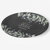 セージとライラックの花の黒板 ブライダルシャワー ペーパープレート (アングル)