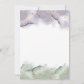 セージとラベンダーの水の色のジェンダーの明かす 招待状 (裏面)