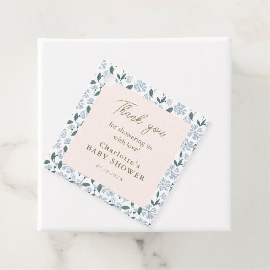 セージと埃っぽいブルーフローラベビーシャワーありがとう フェイバータグ (インサイチュ)