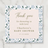 セージと埃っぽいブルーフローラベビーシャワーありがとう フェイバータグ (正面)