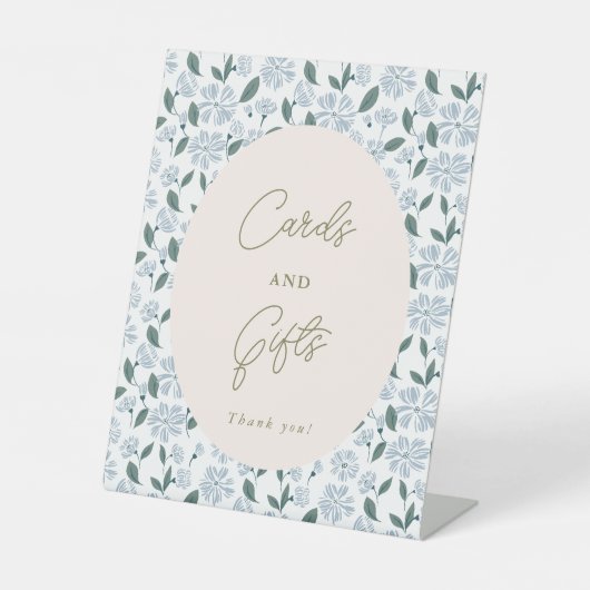 セージと埃っぽい青いカードとギフトペデスタルサイン 台座サイン (正面)