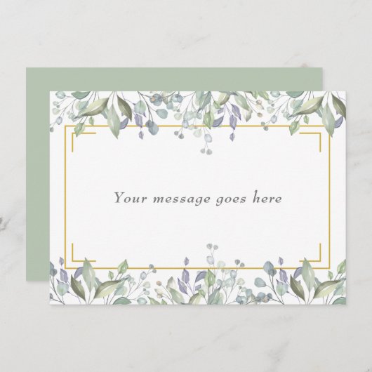 セージと薄紫のパスあなたのメッセージカード サンキューカード (正面/裏面)