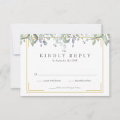 セージと薄紫の緑の水の色フローラ 出欠カード (正面)