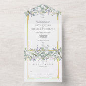 セージと薄紫の葉モノグラム結婚の オールインワン招待状 (内側)