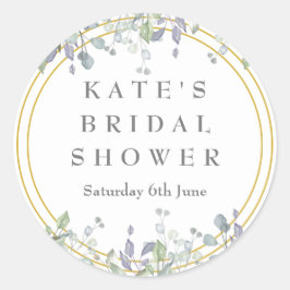 セージと薄紫パスチュールブライダルシャワー ラウンドシール