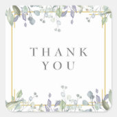 セージと薄紫フローラお願い スクエアシール (正面)