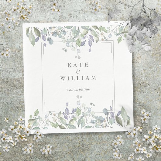 セージと薄紫フローラジオメト結婚リ スタンダードランチョンナプキン