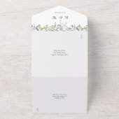 セージと薄紫フローラモノグラム結婚ズ オールインワン招待状 (外側)