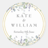 セージと薄紫フローラ結婚式の引き出物 ラウンドシール (正面)