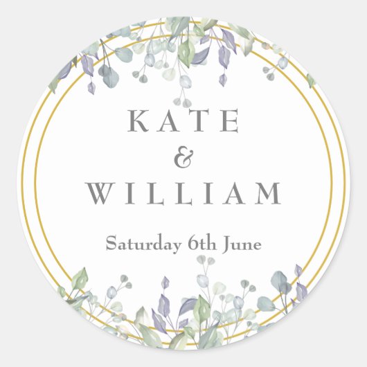 セージと薄紫フローラ結婚式の引き出物 ラウンドシール (正面)